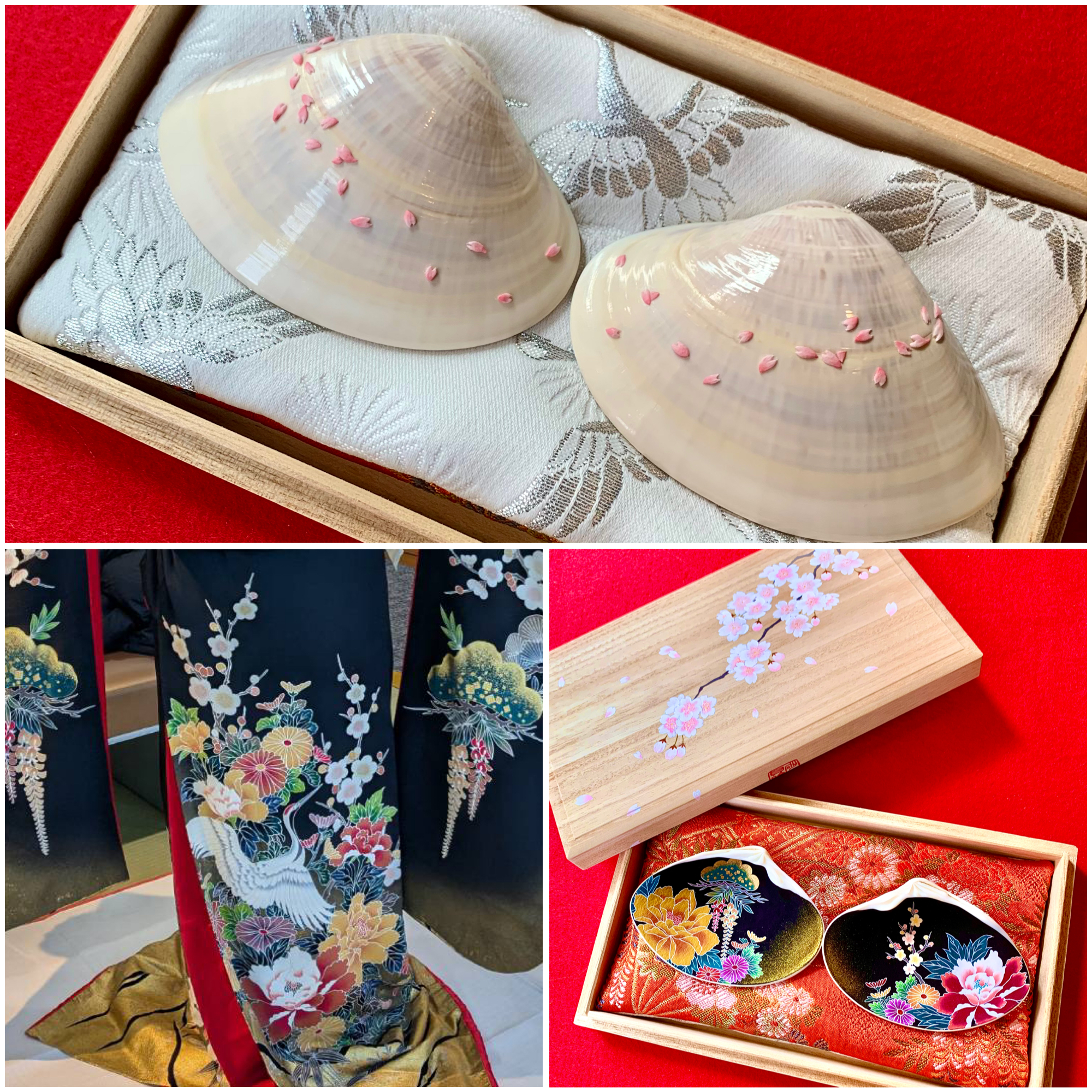 貝合わせのリングピロー、和風リングピロー